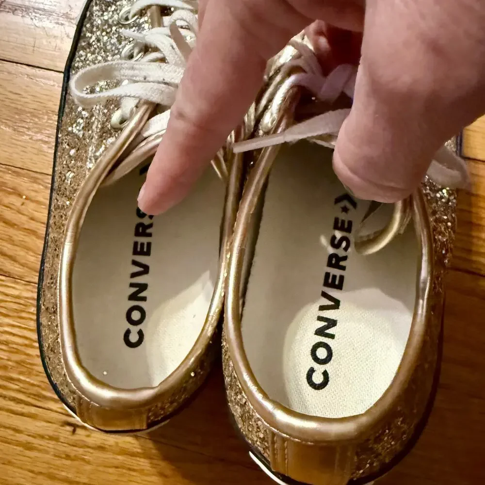 Converse Chuck Taylor All Star Gold Glitter Sneakers Wmn 6 - Picture 8 of 10